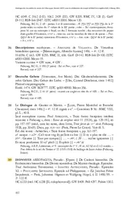 (Inc. Z 34) Pseudo-Dionysius Areopagita. Opera : notice du catalogue imprimé