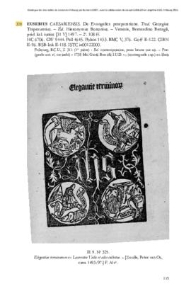 (Inc. Z 311, 1re pièce)  Caesariensis. De Evangelica praeparatione : notice du catalogue imprimé