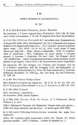(ms. L 65) Liber horarum Lausannensis