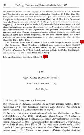 (ms. L 515) Graduale (Lausannense?, pars I)