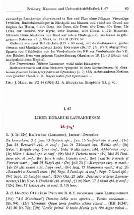 (ms. L 67) Liber horarum Lausannensis