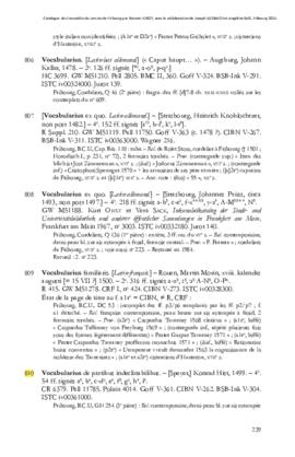 (Inc. GH 254, 3e pièce) Vocabularius de partibus indeclinabilibus : notice du catalogue imprimé
