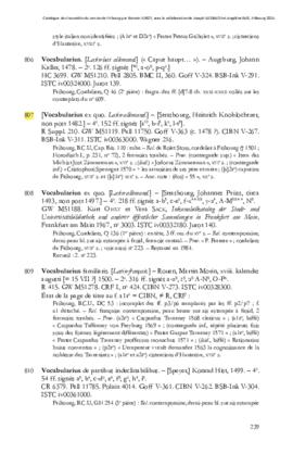 (Inc. Cap. Rés. 110) [Vocabularius ex quo. Latin-allemand] : notice du catalogue imprimé