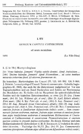 (ms. L 573) Officium capituli cisterciense ad usum monialium