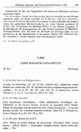 (ms. L 1124) Liber horarum Lausannensis